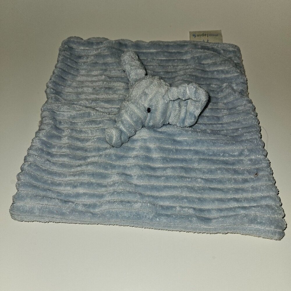 Mon Lapin Blue Ribbed Elephant Plush Lovey Stuffed Baby Toy Sherpa READ